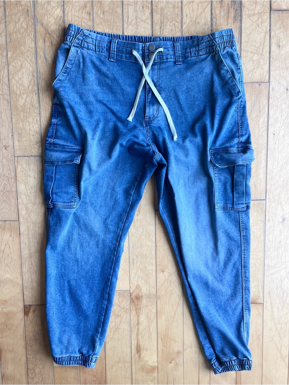 NOBO/No Boundaries Denim Cargo Jogger Drawstring Waist Pants Size XXL